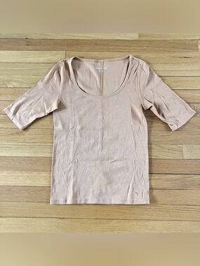 Everlane Brown Luxe Rib Scoop Neck Pima Cotton Minimalist Tee T-Shirt Large